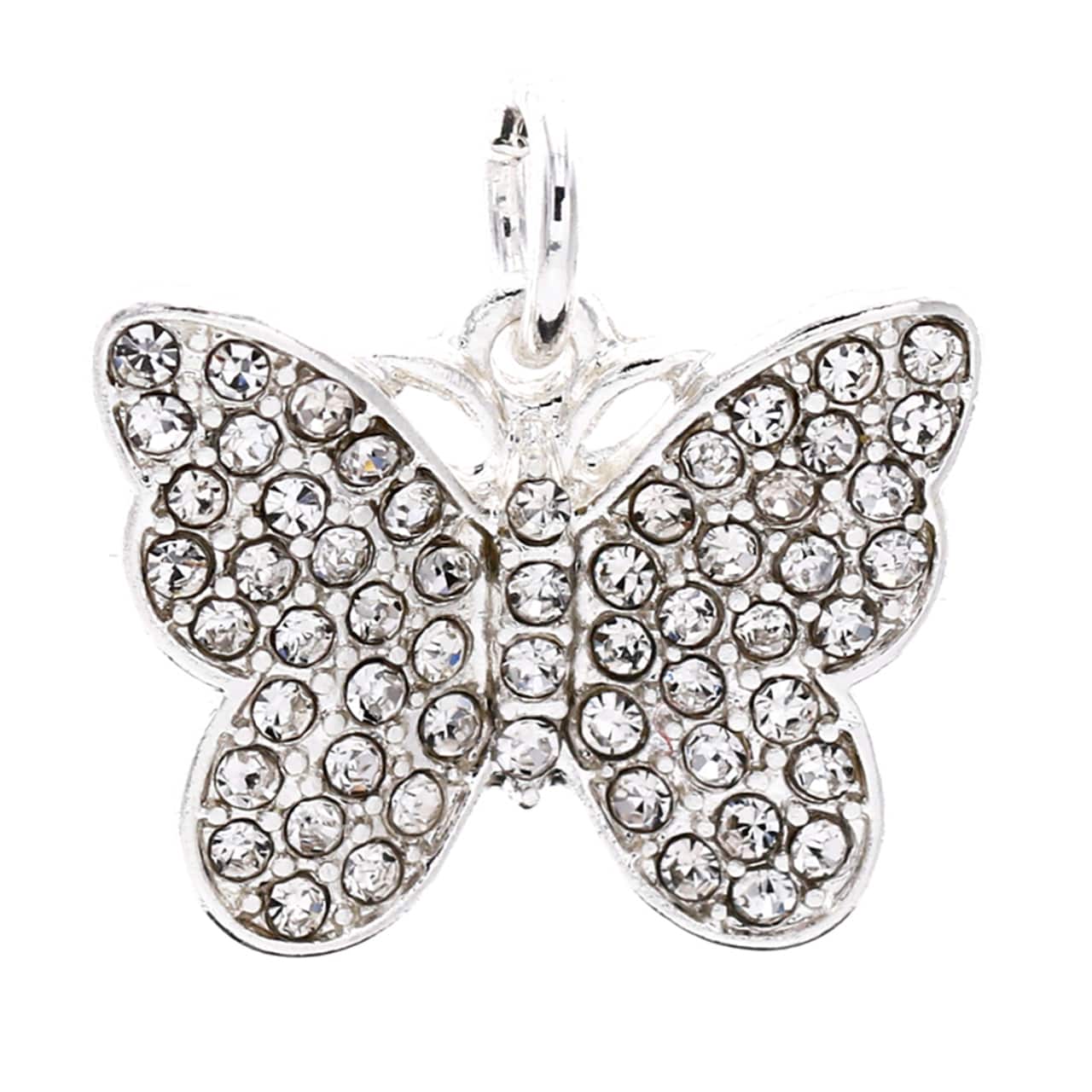 Charmalong™ Silver Plated & Stone Paved Butterfly Charm by Bead Landing™